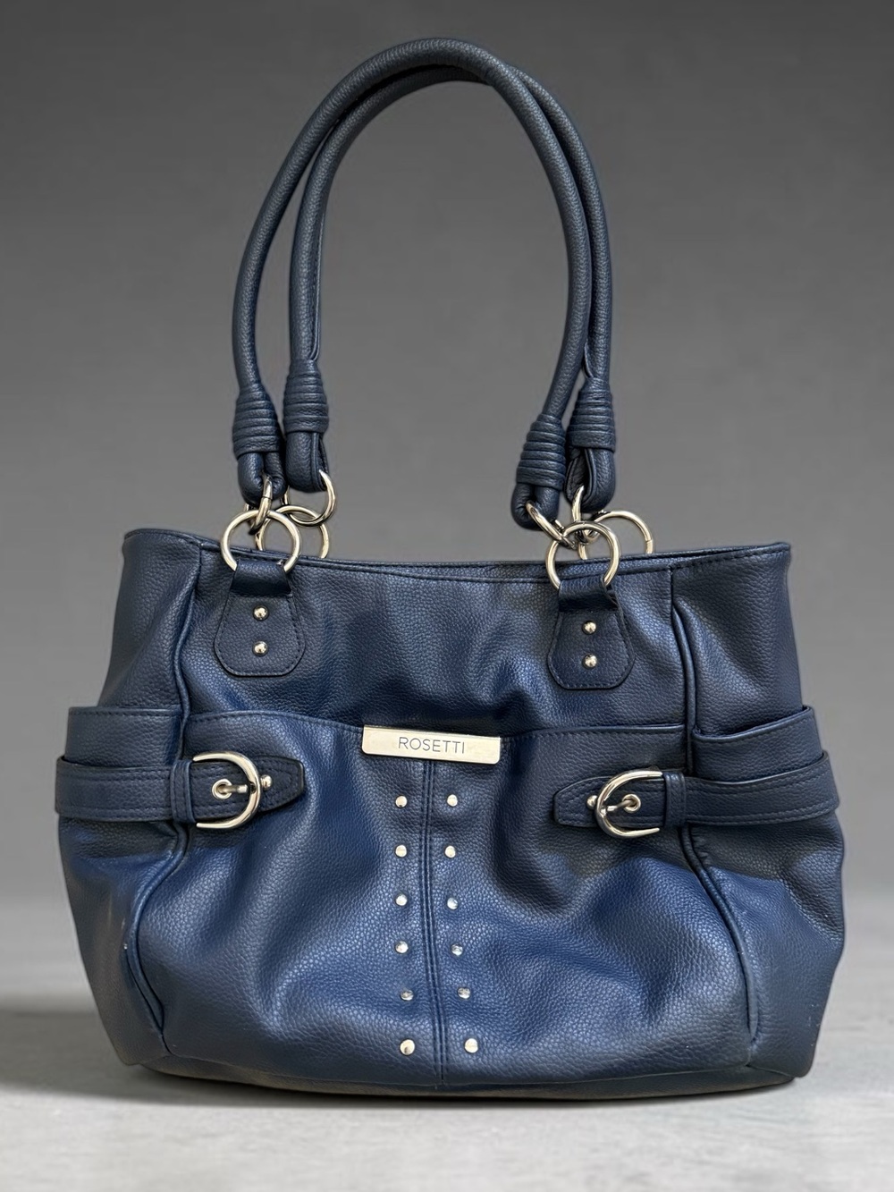 🫶🏻 Rosetti Navy Leather Tote Bag with Stud Accents